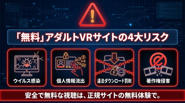 無料アダルトVRサイトの危険性(ウイルス・個人情報・違法ダウンロード)